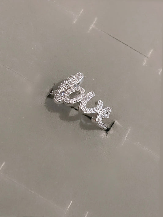 Rhodium Love Ring