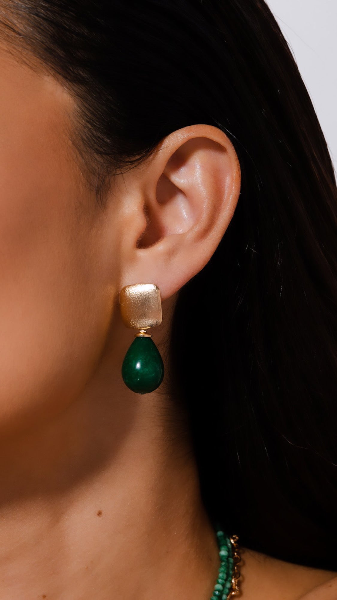 Green Agate Drop Earring