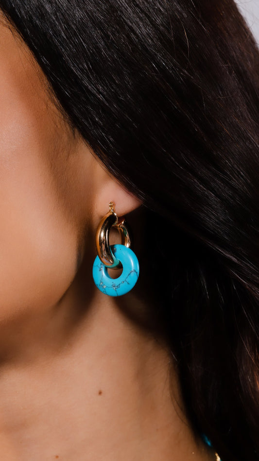 Turquoise Howlite 2 in 1 Hoop