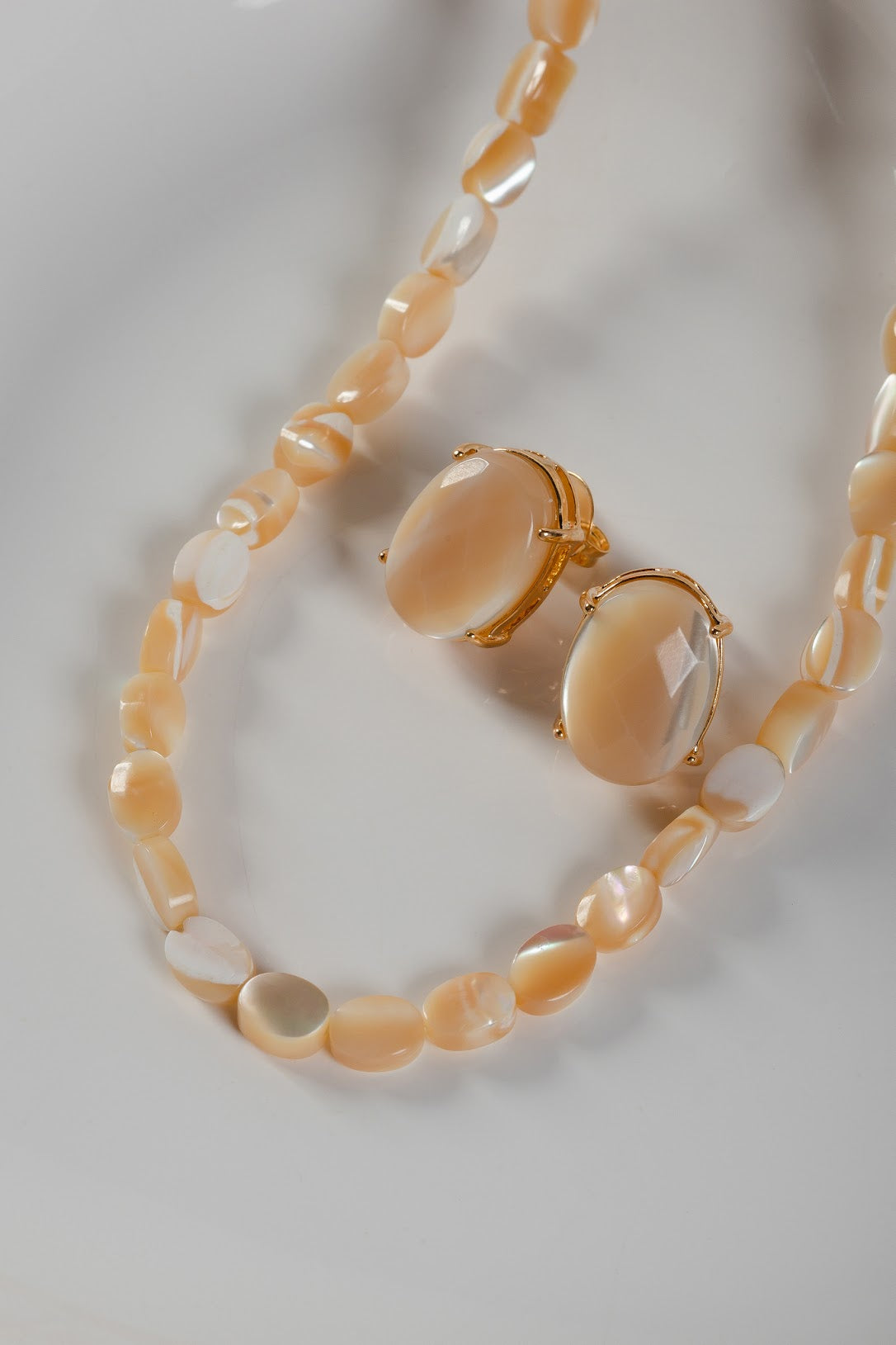 Mother Pearl Gem Necklace and Earring Set