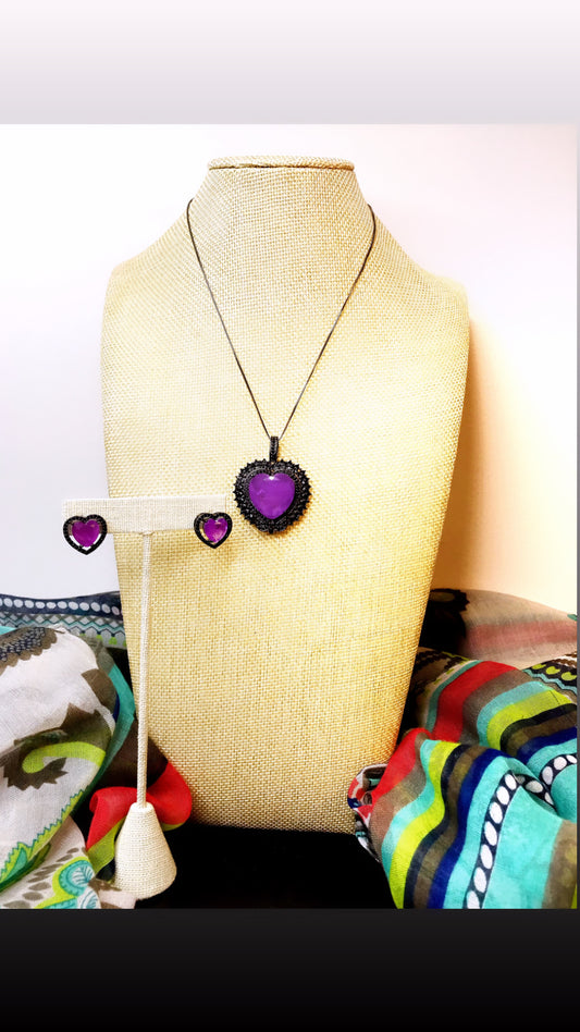 Maxi Purple Heart Necklace LabGemstone