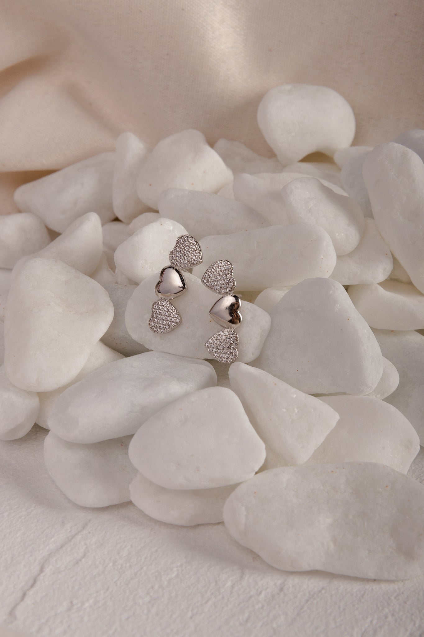 Pave Triple Heart Earring