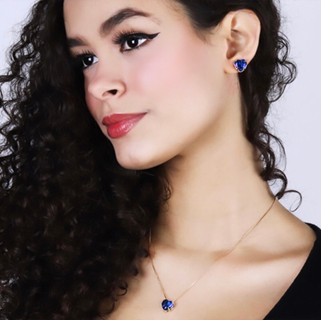Small Heart Crystal Zirconia Necklace and Earring Set