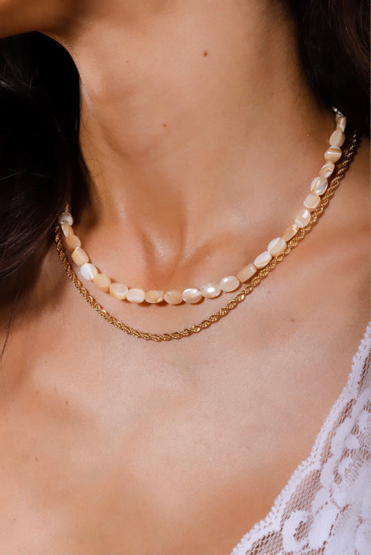 Mother Pearl Gem Necklace and Earring Set