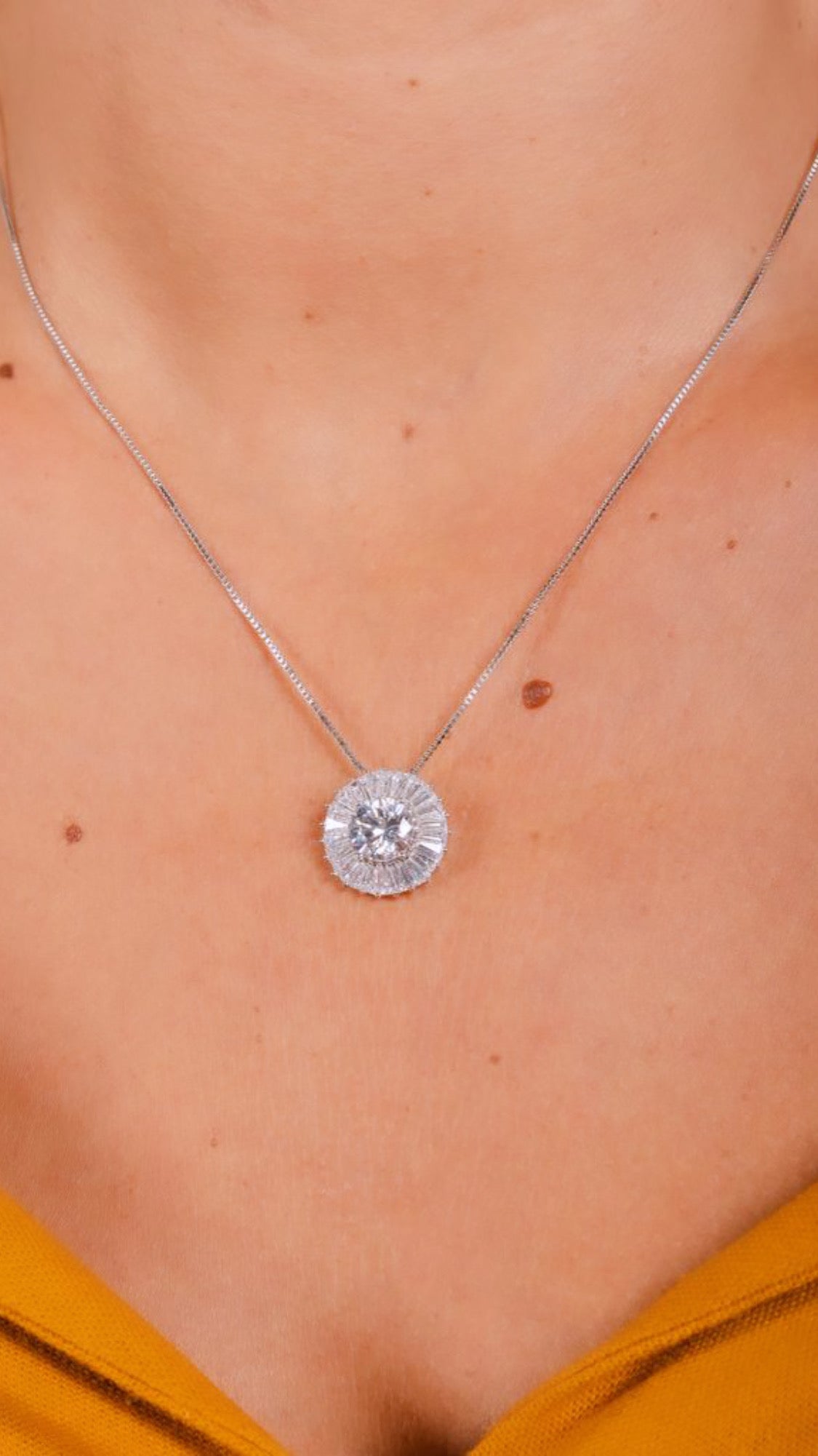 Baguette Zirconia and Solitaire Necklace