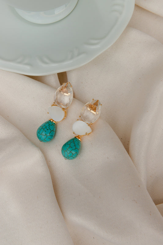 Turquoise Howlite and Mother Pearl Earring