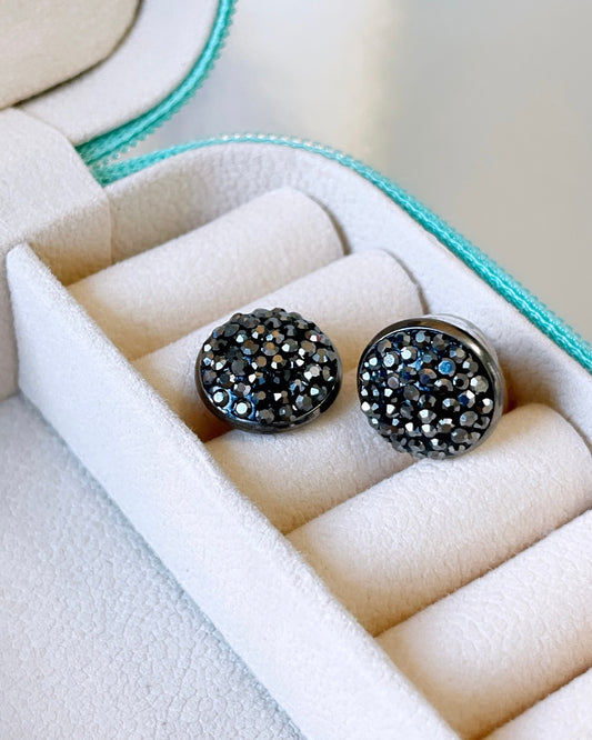 Black Druzy Earring