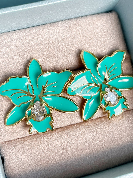 Enamel Lily Flower Earring
