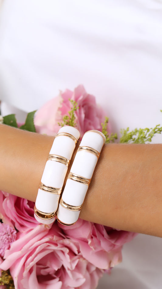 Enamel White Bangle Bracelet