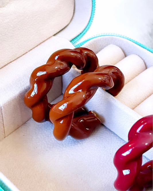 Enamel Twisted Tube Earring Hoop