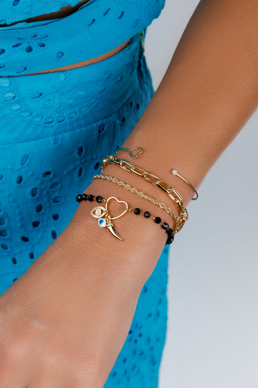 Charms Black Crystal Beads Bracelet
