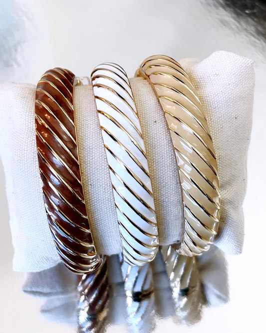 Enamel Striped Bangle Bracelet