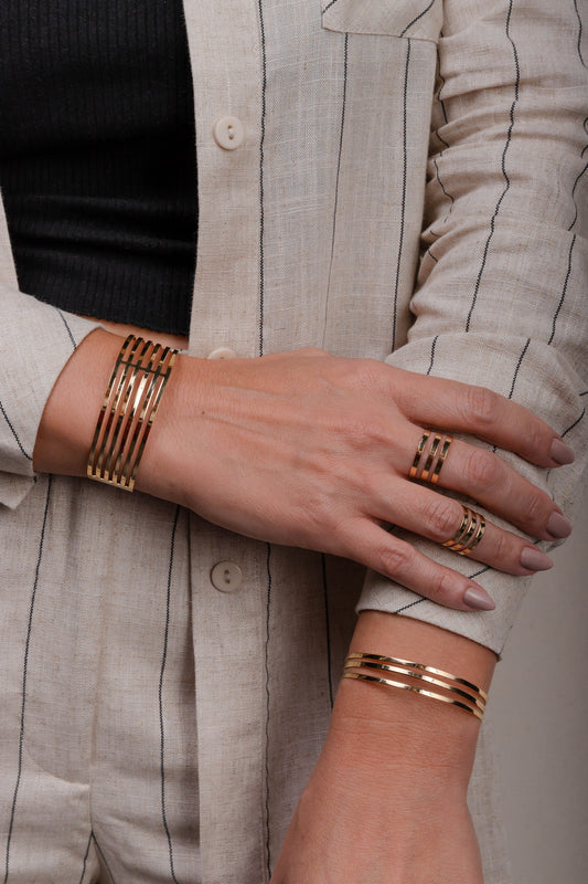 Sleek Lined Cuff Bracelet