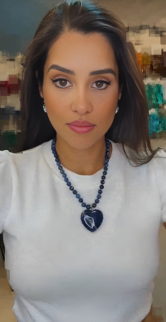 Blue Sodalite 8MM Heart Necklace