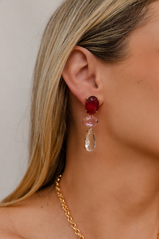 Long Rubi and Kunzite LabGem Earring