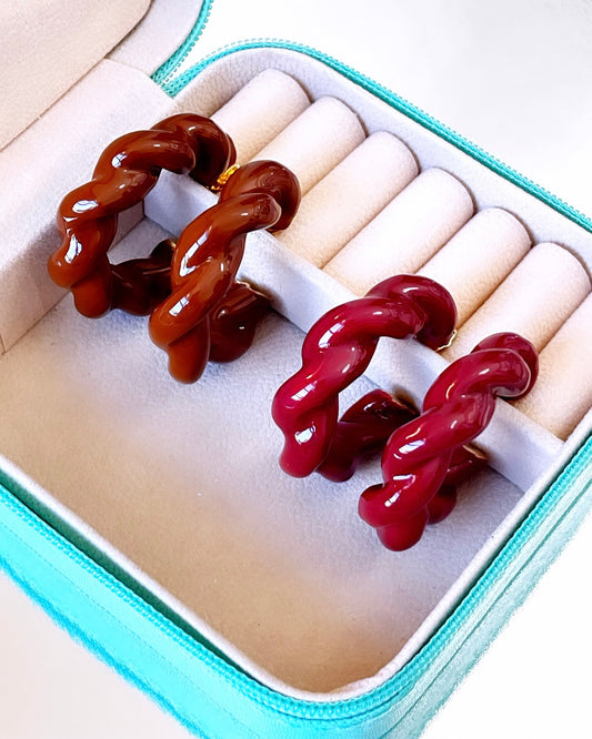 Enamel Twisted Tube Earring Hoop