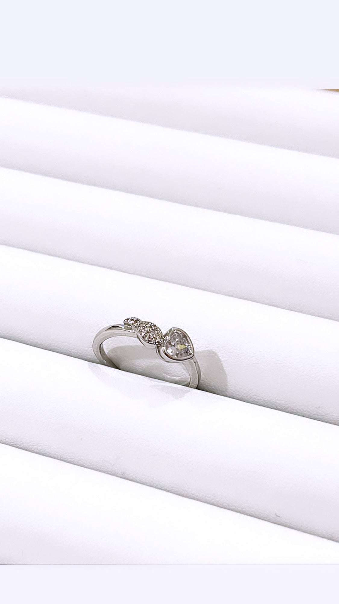Zirconia Heart and Wing Ring