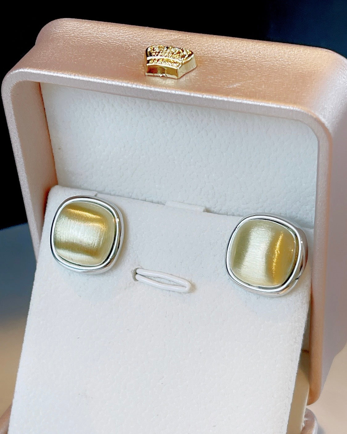 Small Mix Metal Satin Button Earring