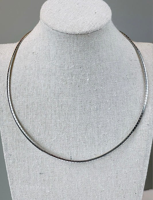 3MM Omega Rhodium Necklace