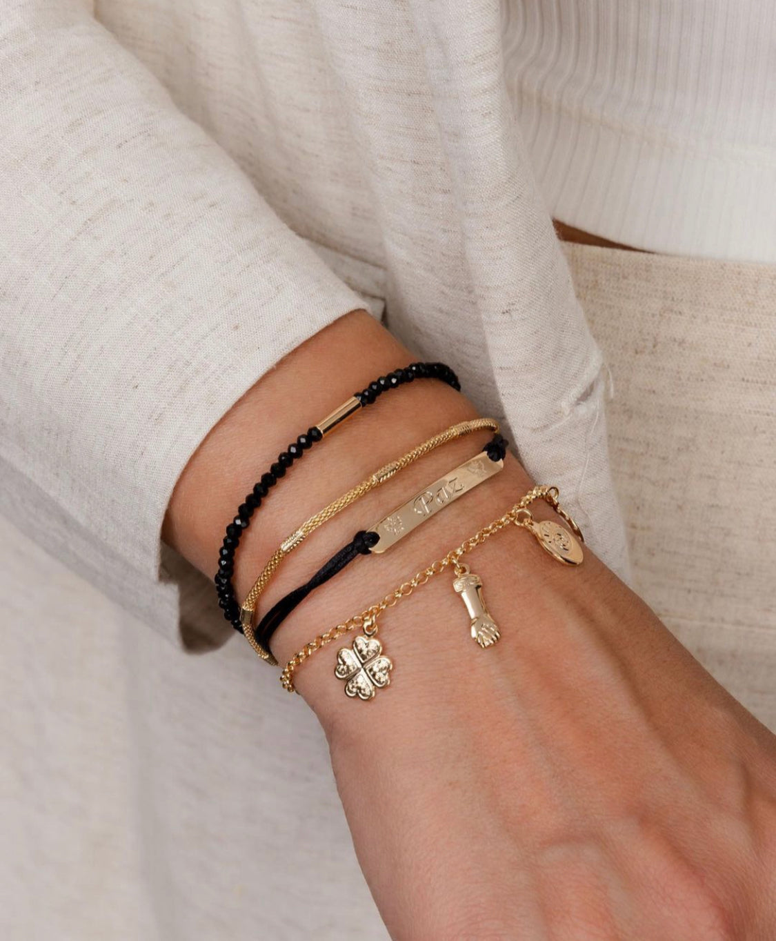 Black Crystal Beads Bracelet