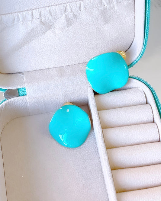 Enamel Cyan Organic Earring
