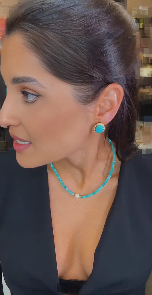 Amazonite 4MM Pearl Necklace