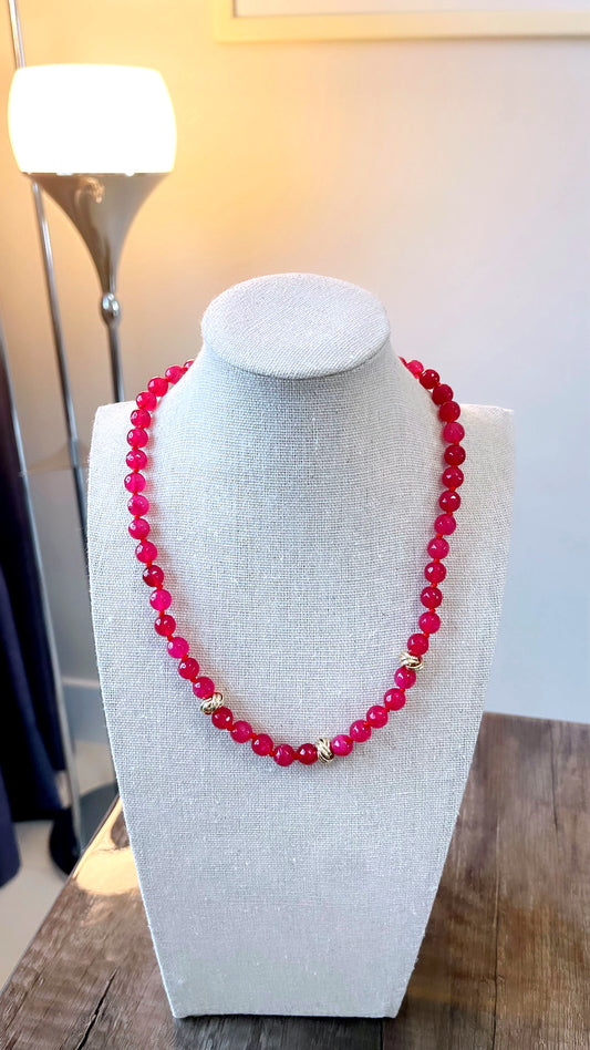 Cherry 8MM Agate Necklace