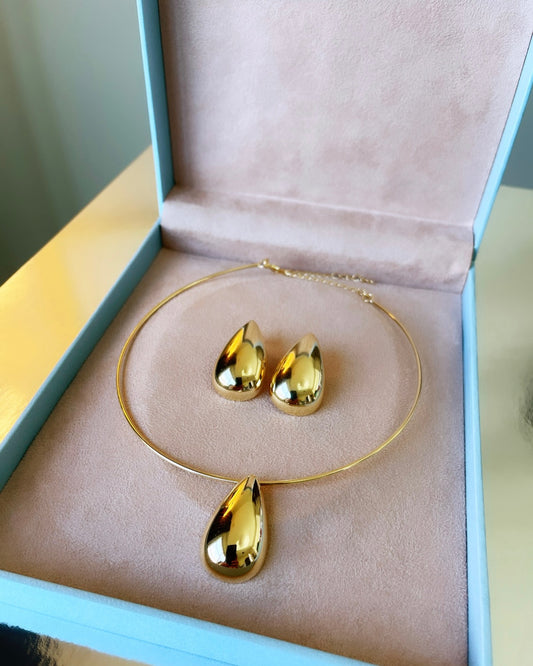 Droplet Collar Necklace and Earring Set