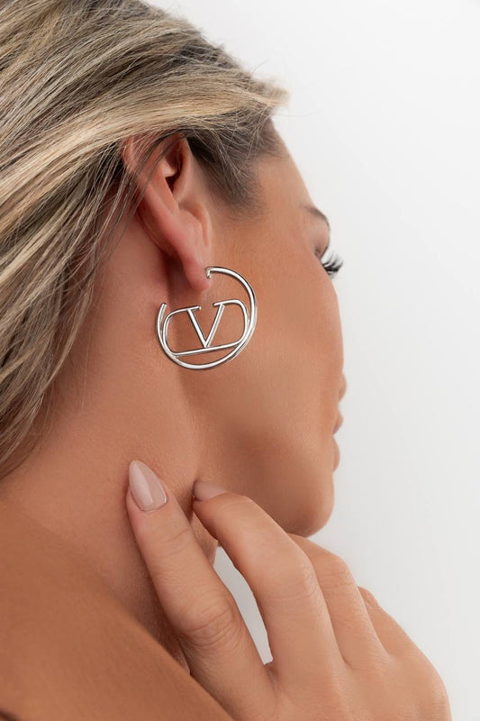 Inspiration Rhodium V Designer Hoop