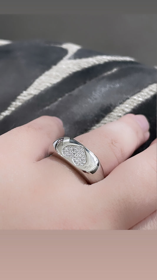 Squared Domed Heart Ring