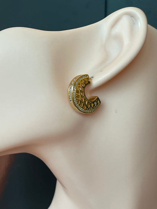 Lace Zirconia Carre Earring Hoop