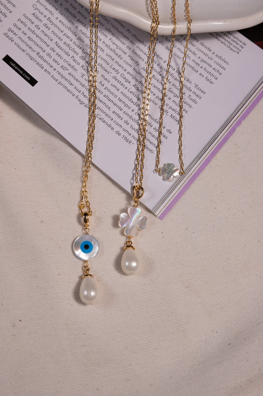 Mother Pearl Clover Choker Necklace