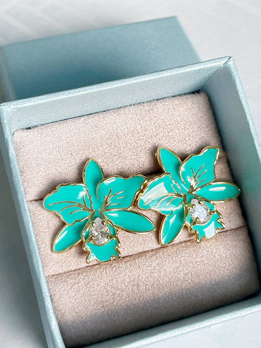 Enamel Lily Flower Earring