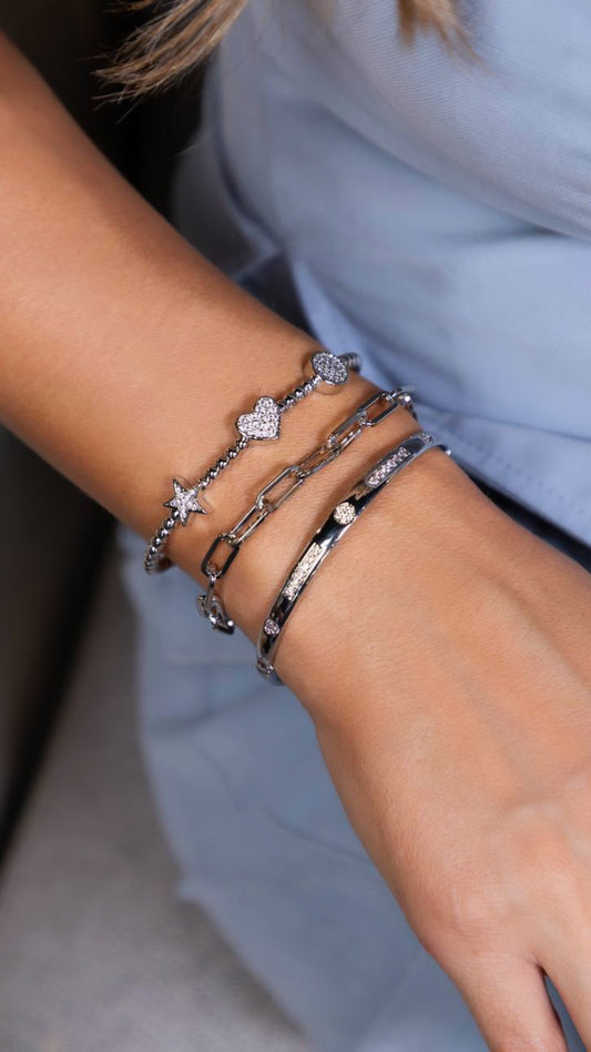 Pave Charms Cuff Bracelet
