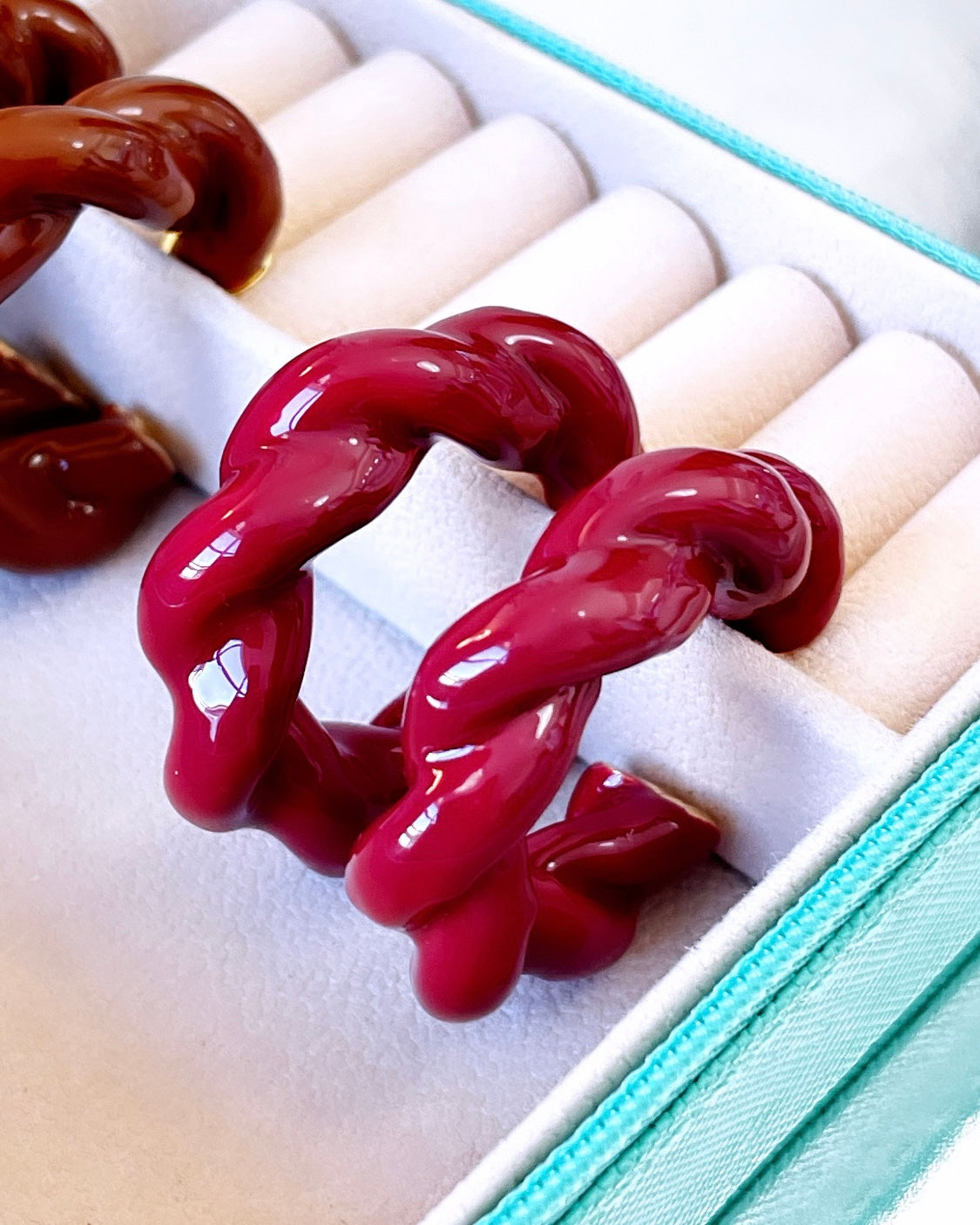Enamel Twisted Tube Earring Hoop