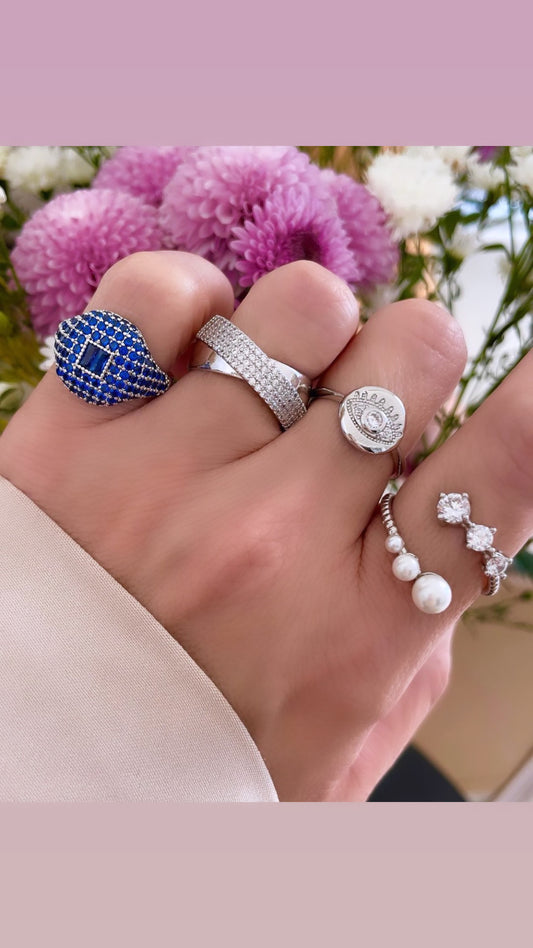 Lux Pave X Rhodium Ring