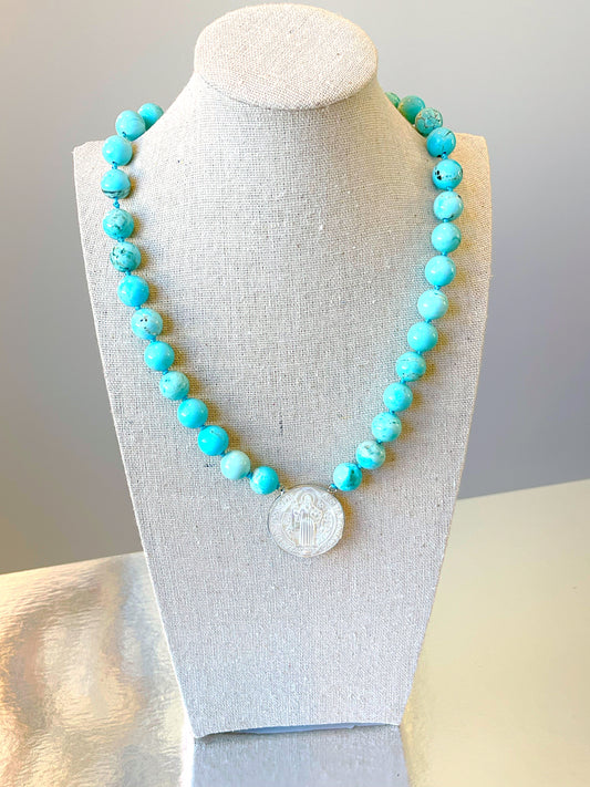 Saint Benedict 11MM Turquoise Necklace