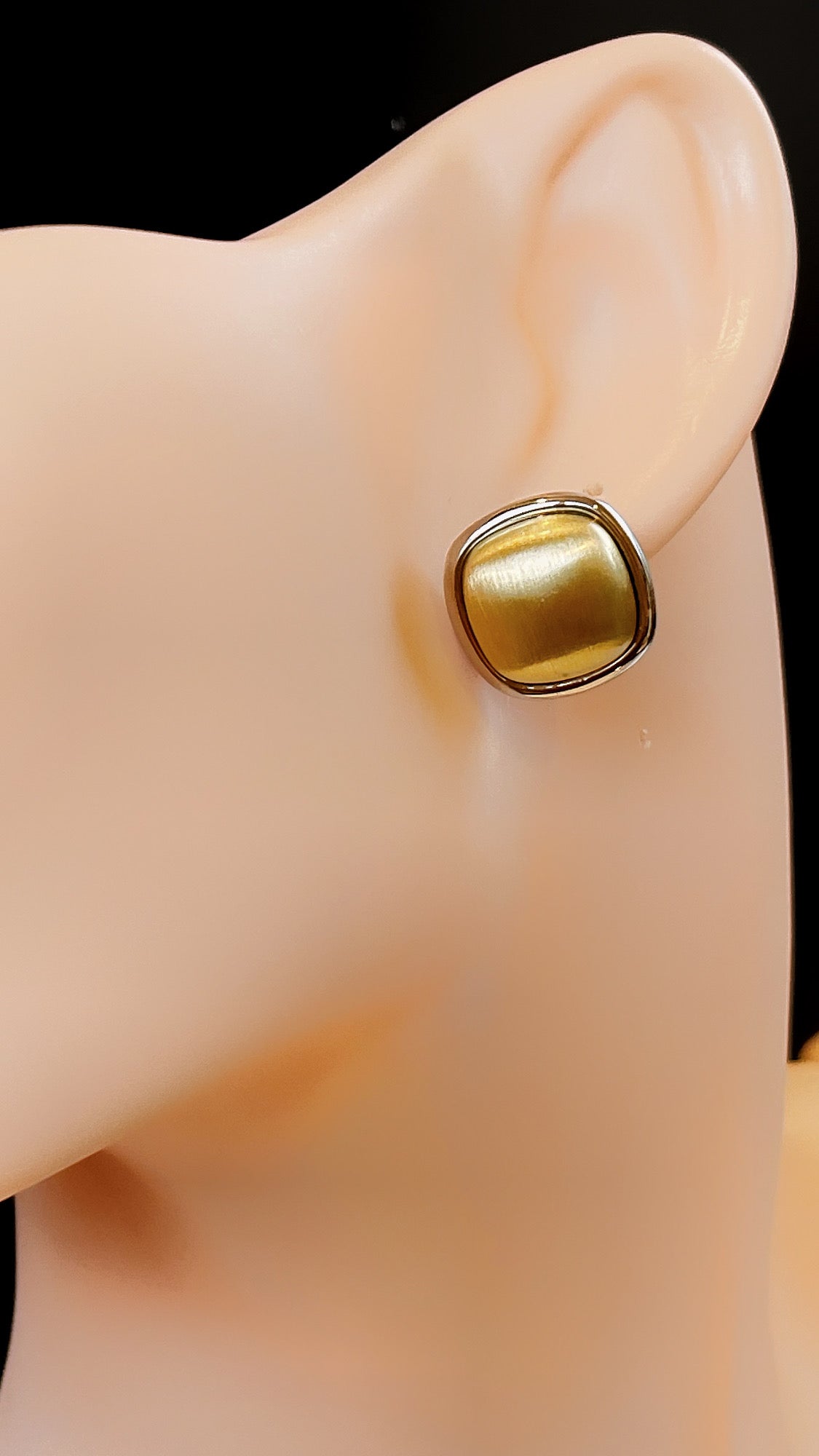 Small Mix Metal Satin Button Earring