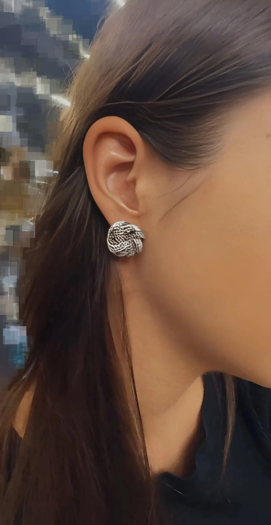Rhodium Pave Swirl Earring