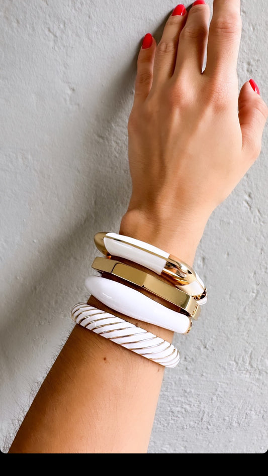 Enamel Striped Bangle Bracelet