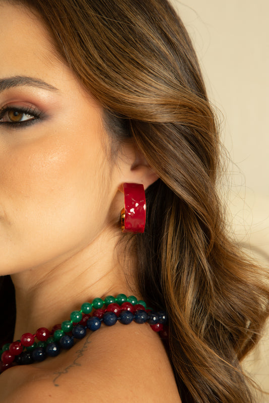 Enamel Wide Organic Earring Hoop