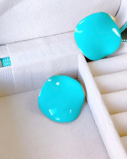 Enamel Cyan Organic Earring