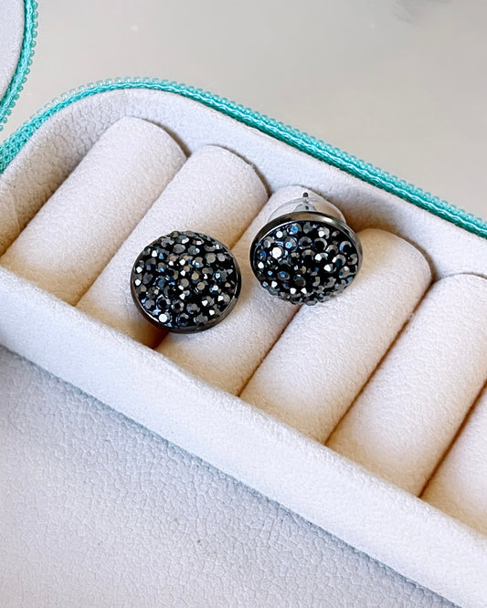Black Druzy Earring