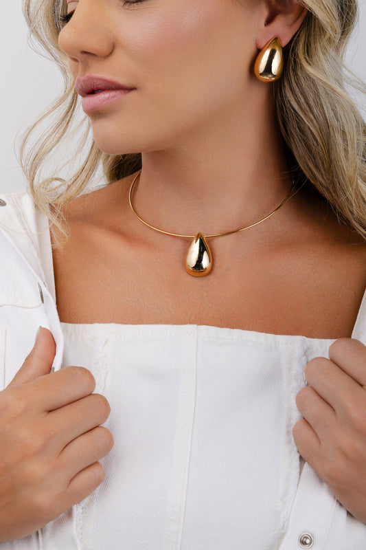 Droplet Collar Necklace and Earring Set