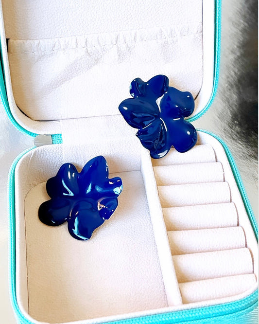 Enamel Blue Flower Earring