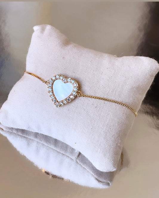 Mother Pearl Heart Slide Bracelet