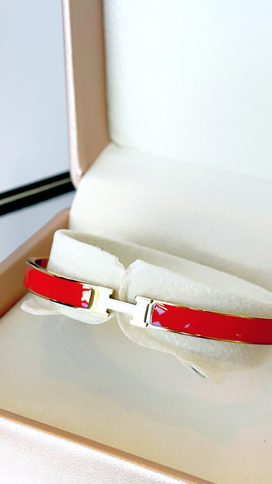 H Designer Enamel Bangle Bracelet