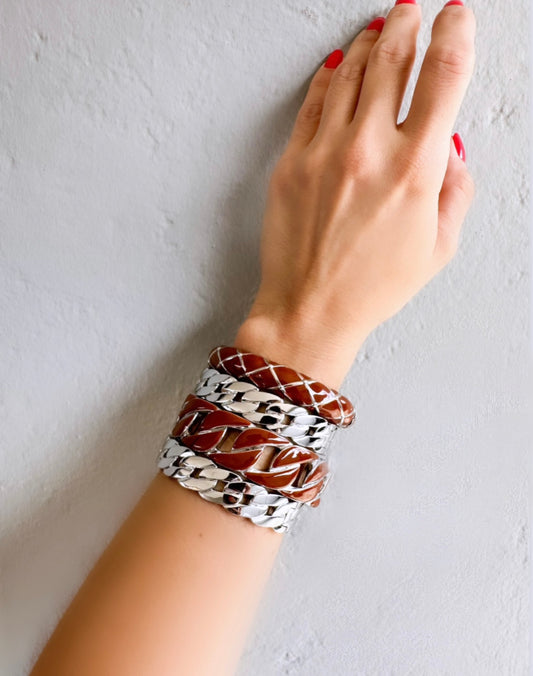 Enamel X Bangle Bracelet