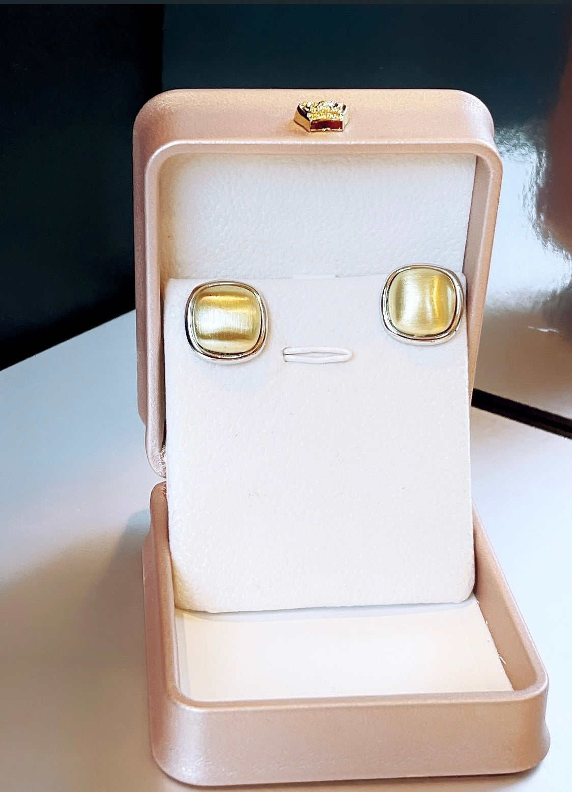 Small Mix Metal Satin Button Earring