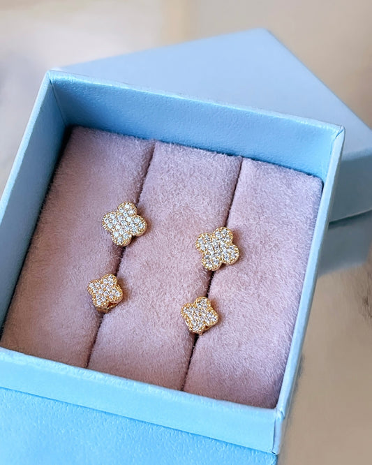 Duo Pave Flower VC Designer Earring